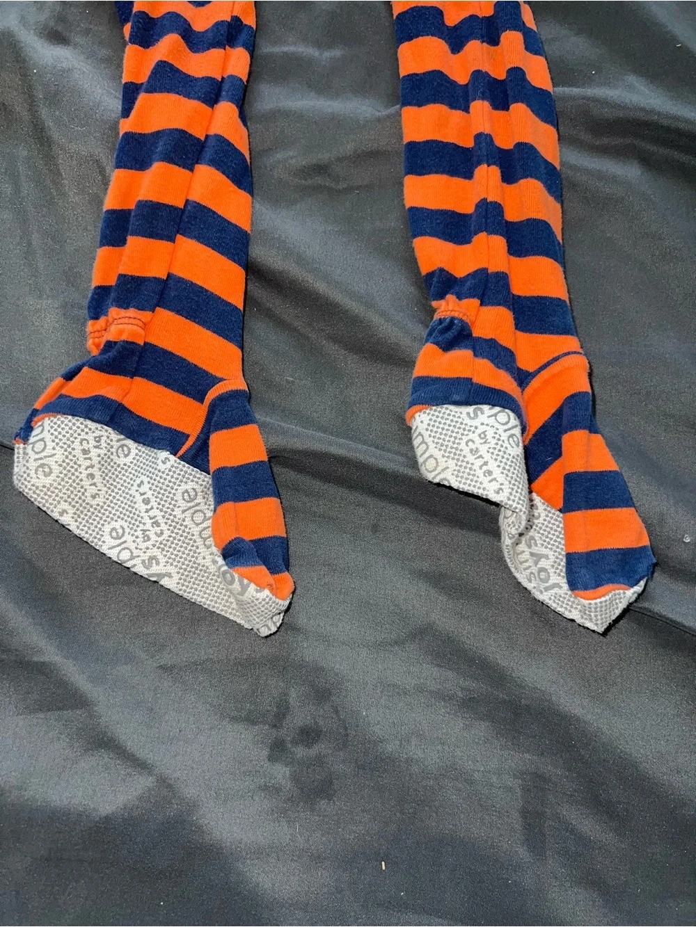 Carter's Orange and Navy Striped Footed One-Piece